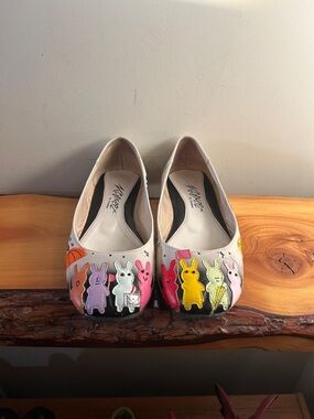 Whimsical Multi-Color Bunny Ballet Flats Size 37